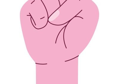 pink fist illustration over white